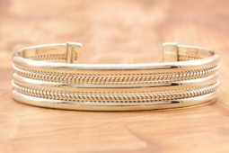 Artie Yellowhorse Sterling Silver Navajo Cuff Bracelet